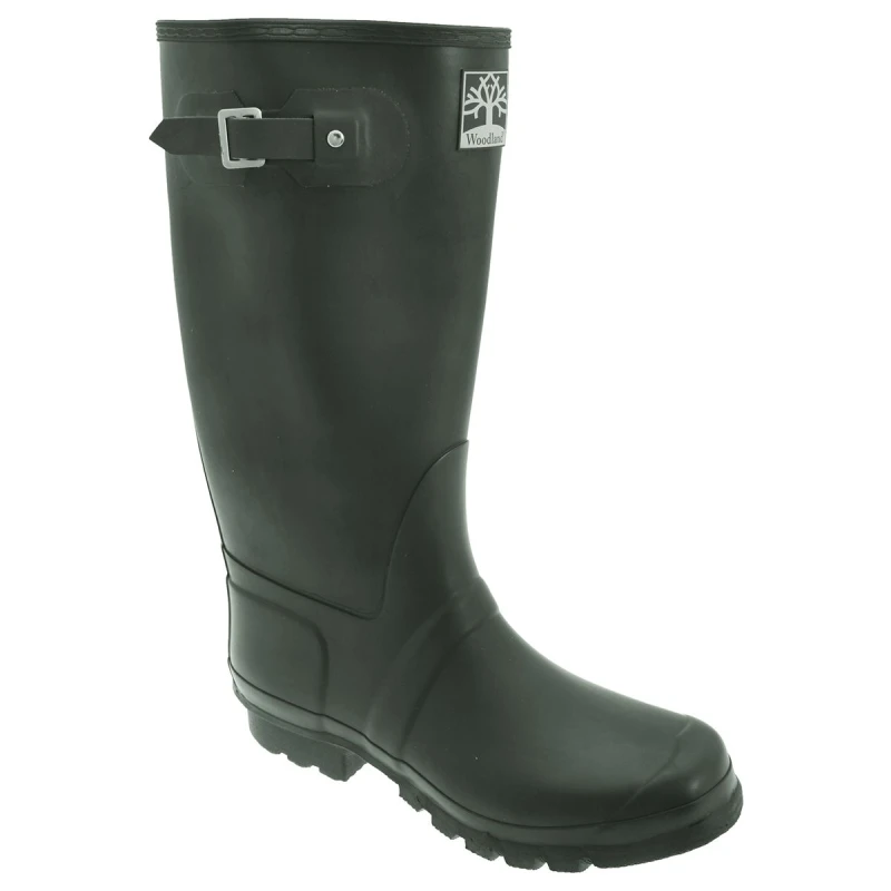 Image of Woodland Mens Quality Strap Wide Fit Wellington Boots in Green Size: 4 Green Male 4