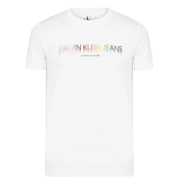 Image of Calvin Klein Jeans Logo Crew Neck T Shirt - Bright White