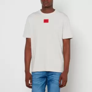 Image of Hugo Diragolino Red Patch Logo T-Shirt Light Beige