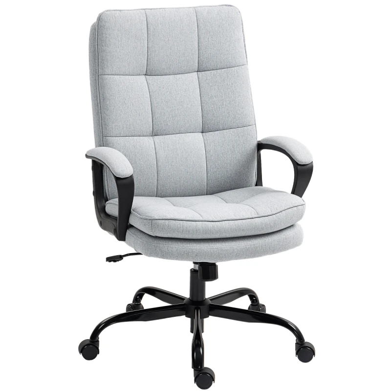 Image of HOMCOM HOMCOM Fabric Office Chair, Computer Desk Chair for Home, Light Grey Light Grey One Size Unisex 5063603686687