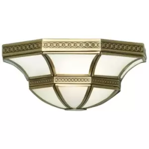 Image of Luxury Traditional Wall Light Antique Brass & Frosted Glass Shade Dimmable Lamp