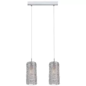 Image of Italux Linton - Modern Hanging Pendant Silver 2 Light with Metal Alloy Shade, E14
