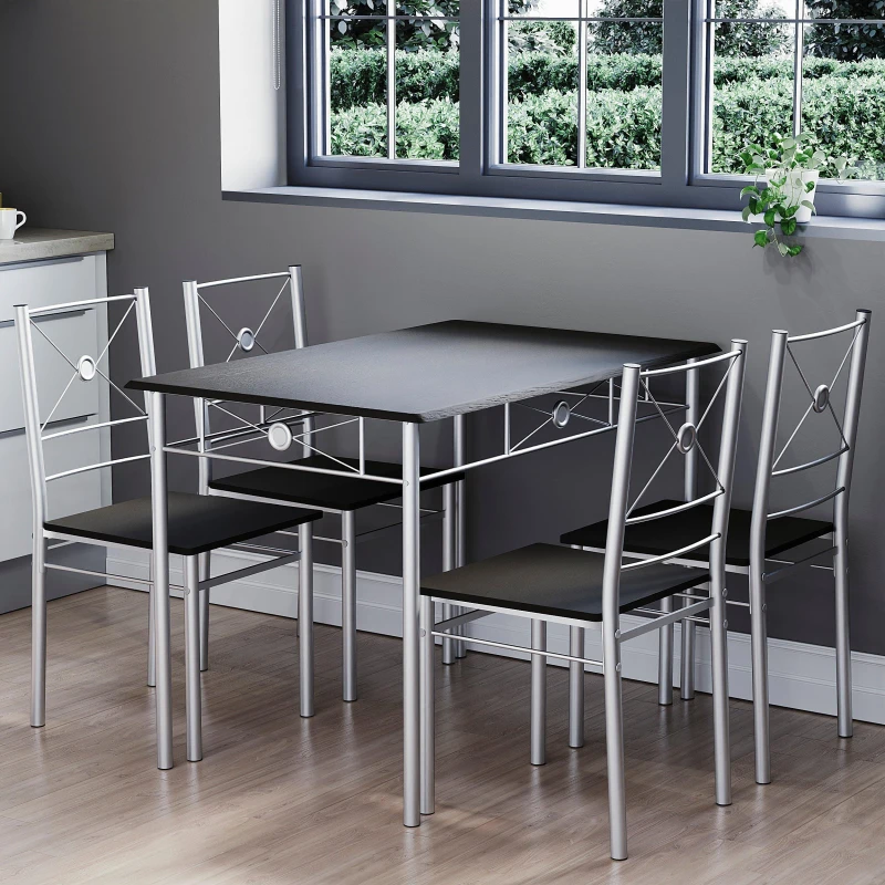 Image of Lassic Vida Designs Roslyn 4 Seater Dining Set Black unisex 4 Seater