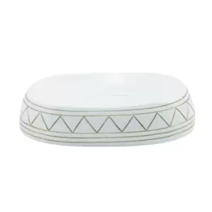 Image of Showerdrape Aztec Soap Dish - White/Satin Gold