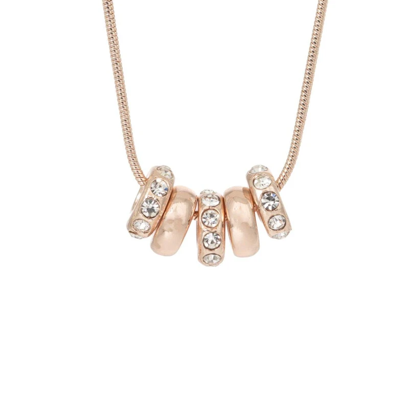 Image of Espree Espree Rose Gold CZ Multi Ring Necklace - Silver Silver One Size