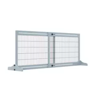 Image of Pawhut Freestanding Adjustable Wooden Pet Gate For Doorway/Hallway