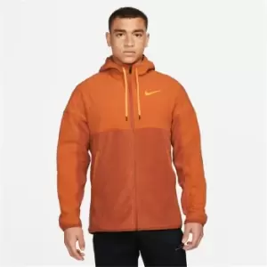Image of Nike Therma-FIT Mens Winterized Full-Zip Training Hoodie - Orange