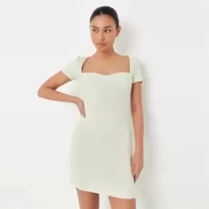Image of Missguided Neck Mini Dress Ss Rib - Green