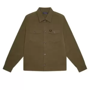 Image of Fred Perry Twill Overshirt Mens - Green