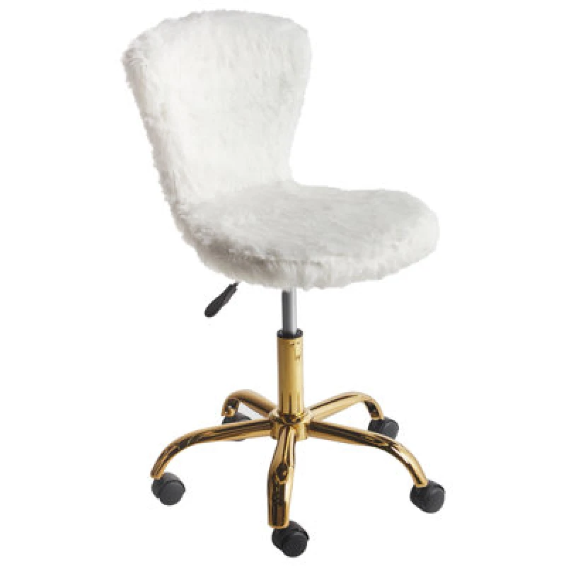 Image of Beliani Desk Chair Margate Faux Fur White
