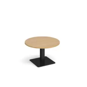 Image of Brescia circular coffee table with flat square Black base 800mm - oak