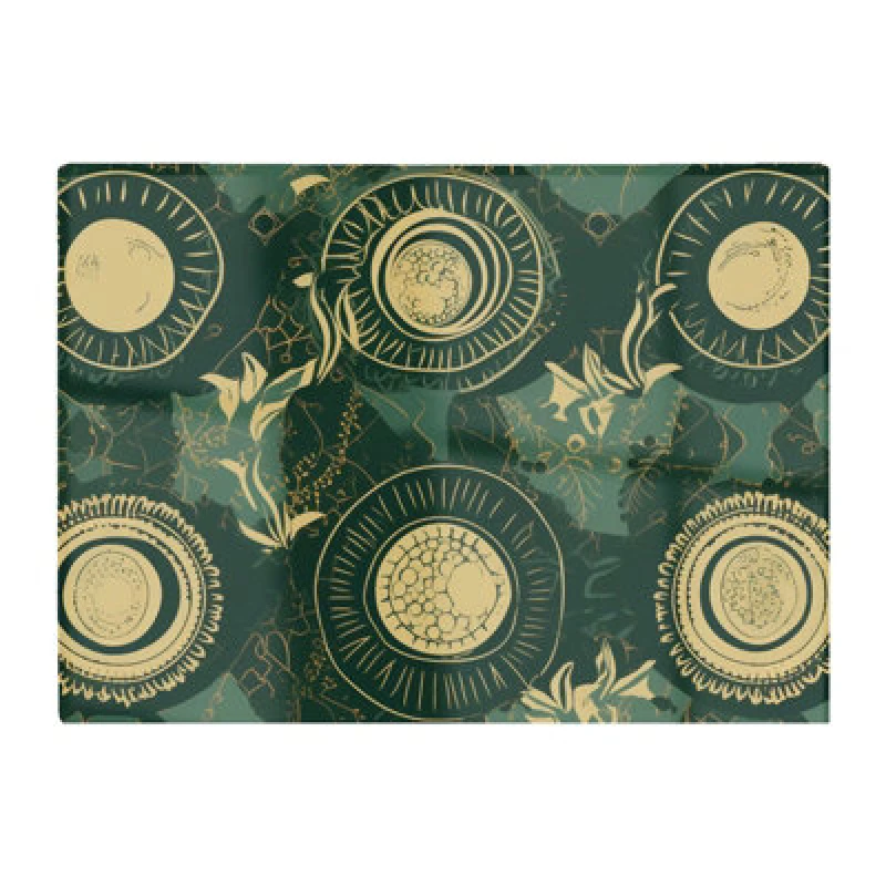 Image of Warren Reed Designer Abstract Green Gold Moon Pattern Glass Chopping Board