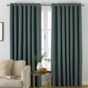 Image of Moon Plain Thermal Blackout Eyelet Lined Curtains, Mineral, 66 x 72" - Furn