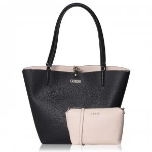 Image of Guess Guess Alby Large Reversible Tote Bag - BLACK/STONE BSE