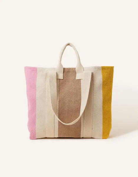 Image of Accessorize Ice Cream Stripe Canvas Shopper Bag Multi