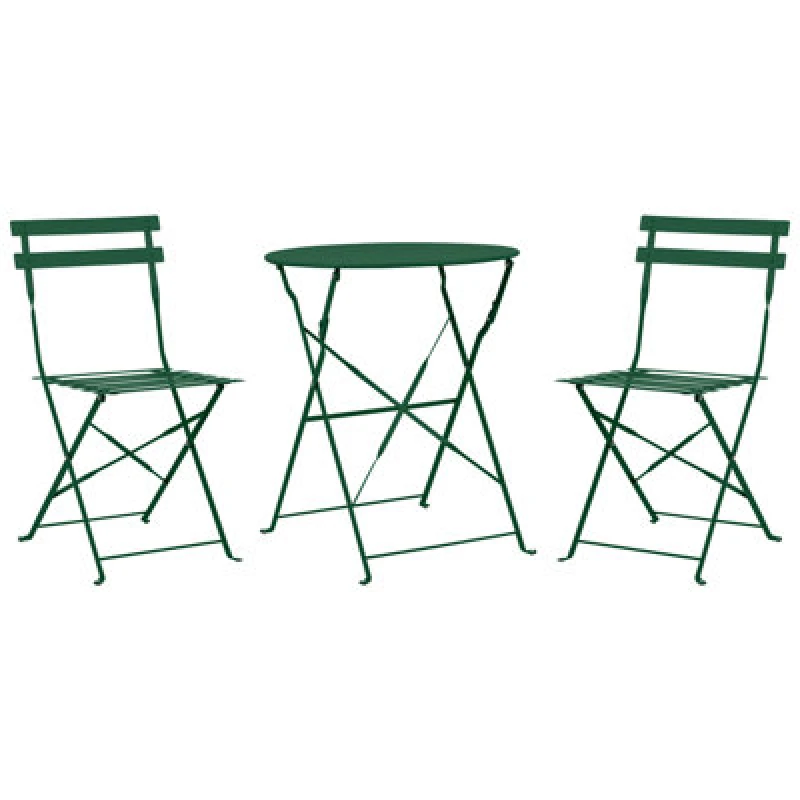 Image of Beliani Bistro Set Folding Fiori Metal Dark Green Green