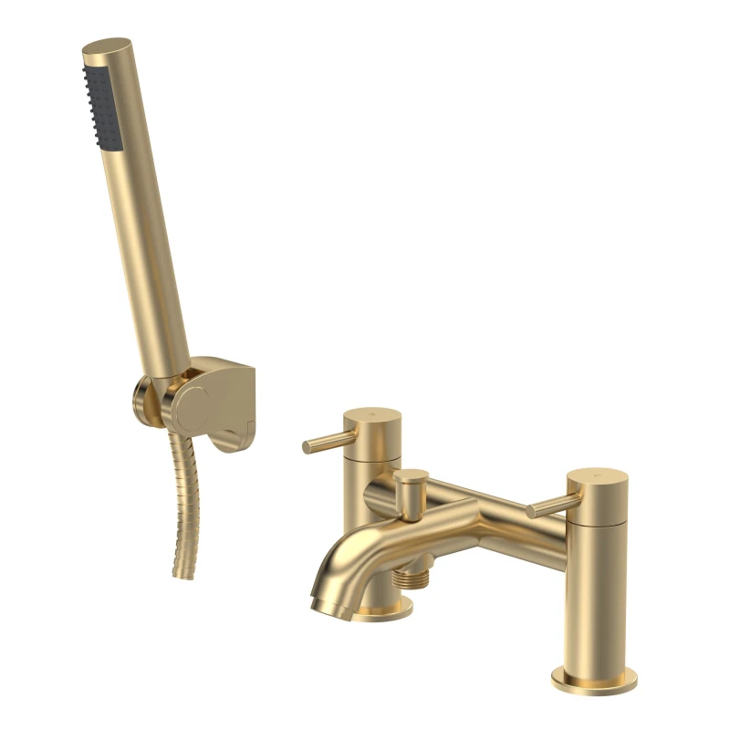 Image of BALTERLEY Round Bath Shower Mixer Tap with Shower Kit - Brushed Brass Balterley BTB804