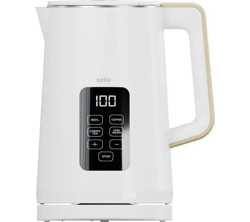 Image of Cello Electric Digital Kettle with Temperature Control, 3000W Rapid Boil, LED Display, 1.7 Litre White