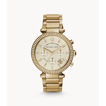 Image of Michael Kors Womens Parker Chronograph Gold-Tone Stainless Steel Watch - Gold
