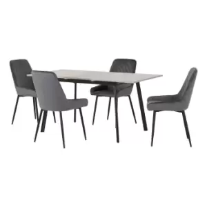 Image of Avery Concrete Effect Extendable Dining Table with 4 Grey Dining Chairs Grey