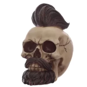Image of Hipster Mohican Skull Ornament with Beard and Styled Hair
