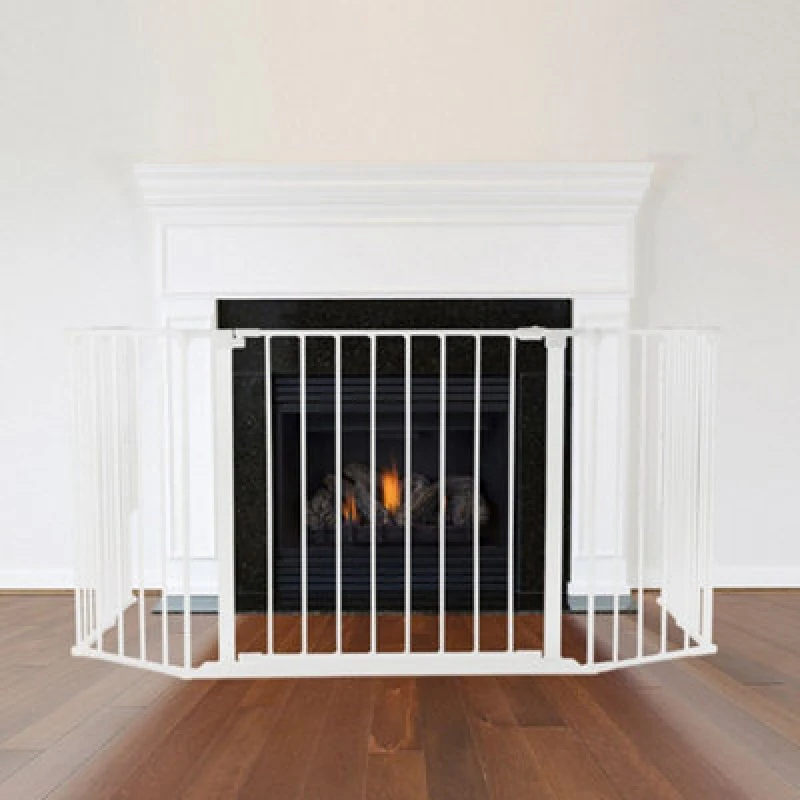 Image of Safetots Multi Panel Fire Surround, 62Cm Deep X 104Cm Wide, White, 70Cm Tall, Child And Pet Safety, Baby And Toddler Fire Guard