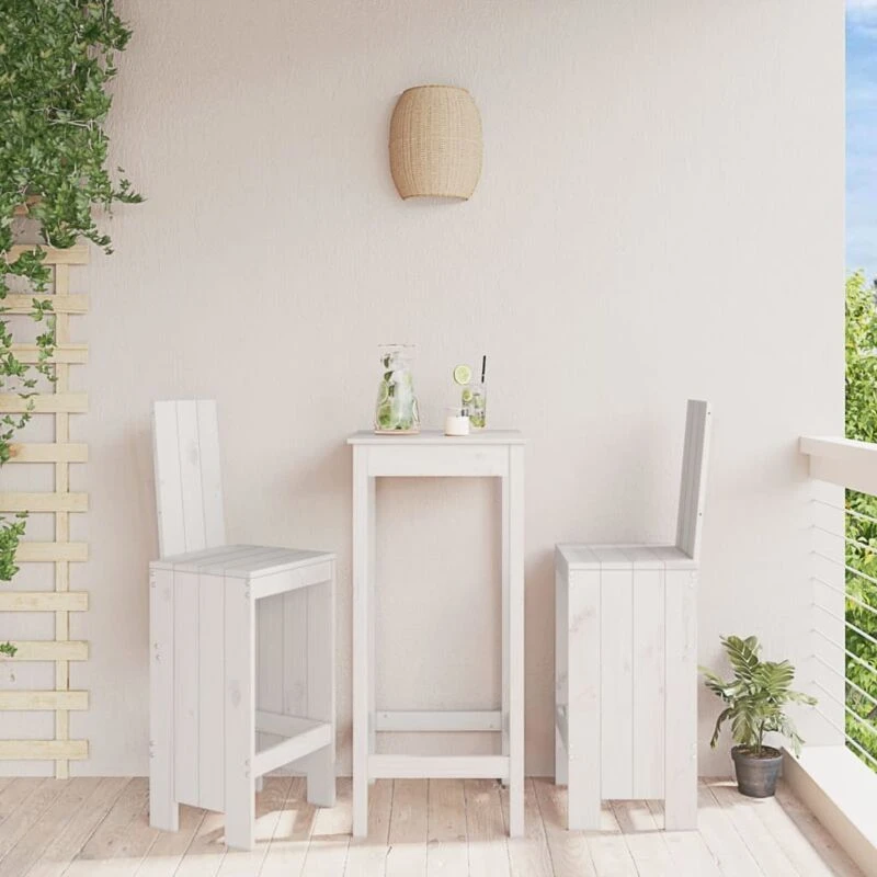 Image of vidaXL Bar Stools 2 pcs White 40x42x120cm Solid Wood Pine, White 825353