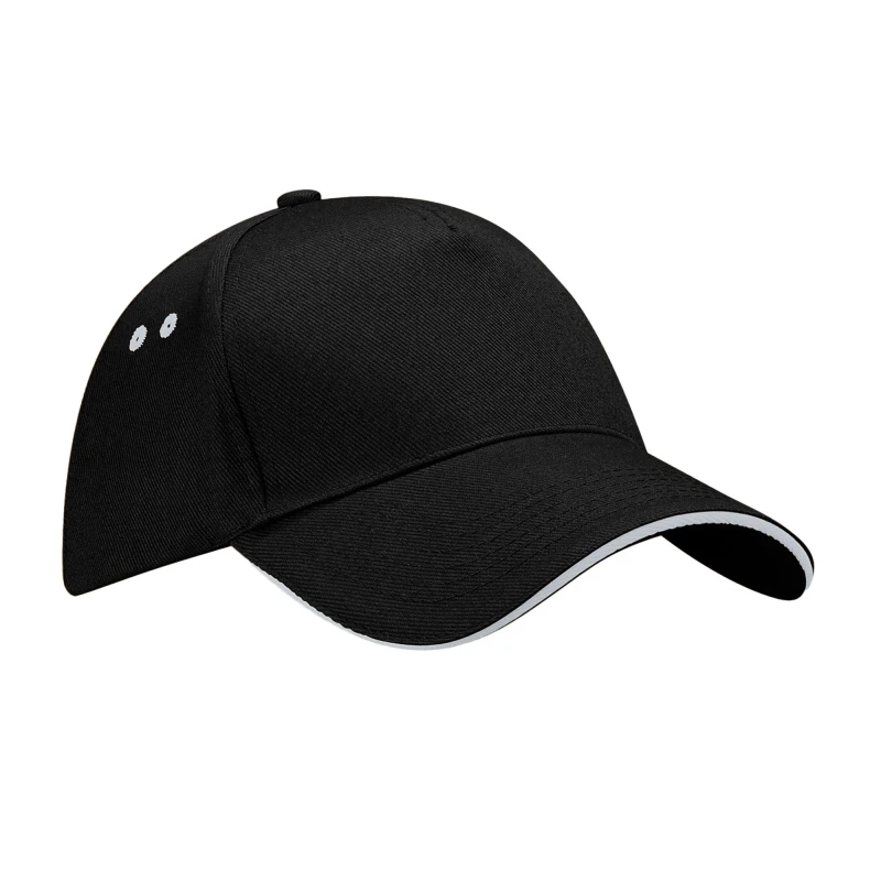 Image of Beechfield Beechfield Men Ultimate Sandwich Peak Cap in Black One Size Male 5063377408355