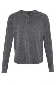 Image of Mens French Connection Garment Dyed Slub Jersey Top Ebony