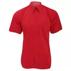 Image of Fruit Of The Loom Mens Short Sleeve Poplin Shirt (S) (Red)