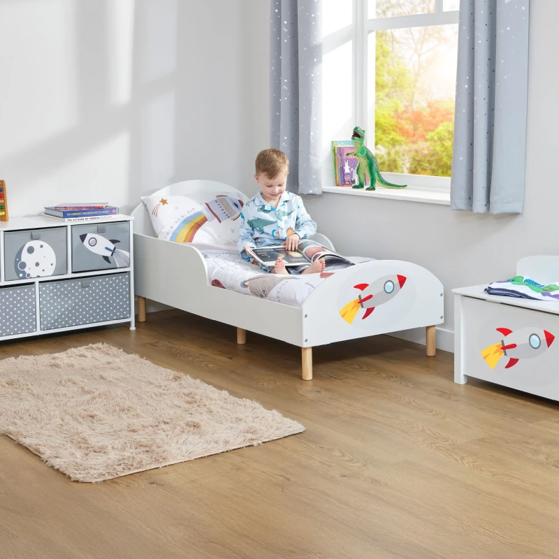 Image of Liberty House Toys Toddler Bed Rocket in White Size: Single White Unisex Single