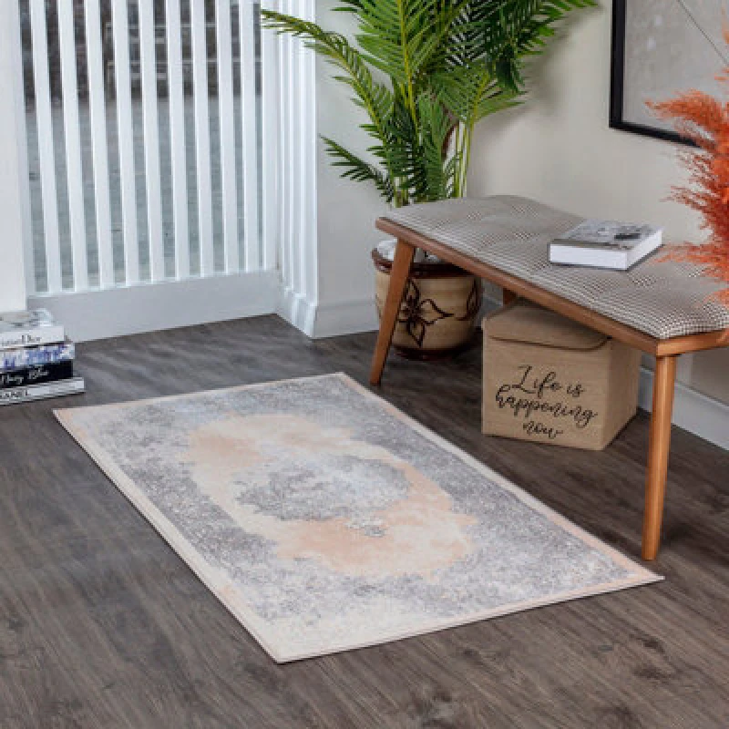 Image of Livabliss Vintage Oriental Boho Beige/white Defne Area Rug 80 X 150 Cm - Easy Care, Non Shedding, Ideal For Living Room & Bedroom