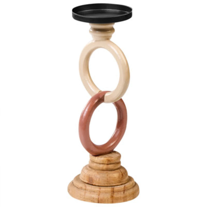 Image of Beliani Candle Holder Waterford Pine Wood 29cm Multicolour