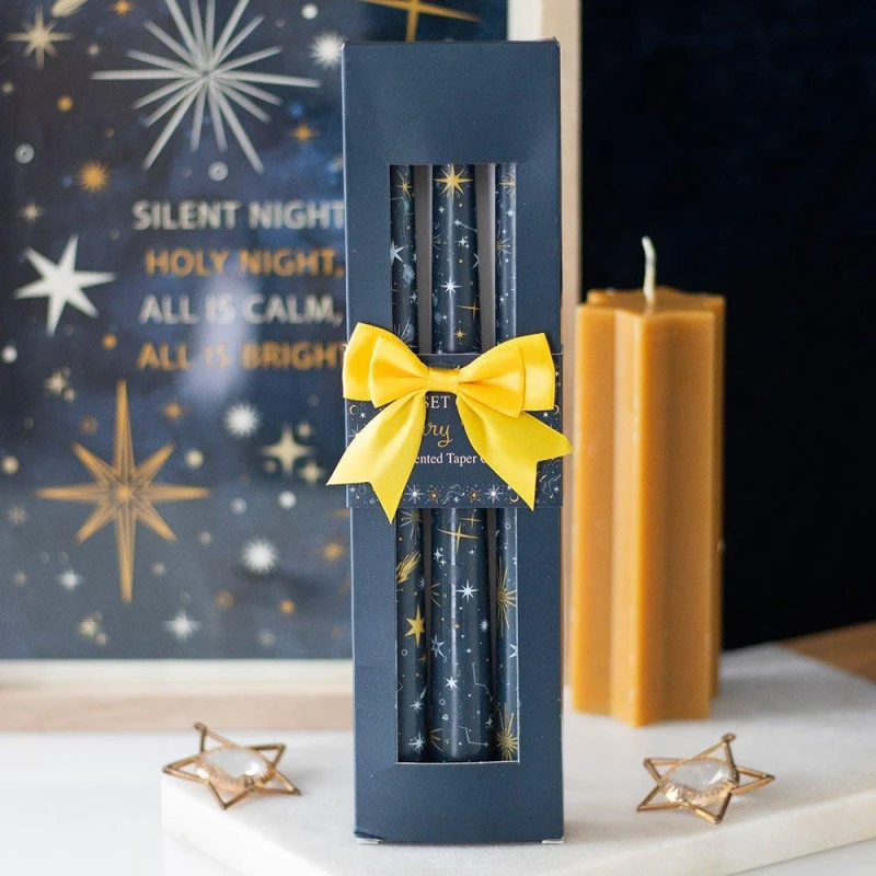 Image of Something Different Set of 3 Starry Night Taper Candles Blue unisex One Size