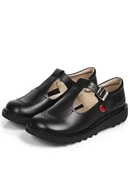 Image of Kickers Kids Kick T Leather Shoes - Black, Size 5 Older
