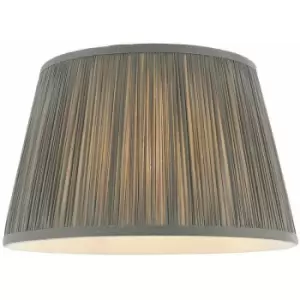 Image of 12' Elegant Round Tapered Drum Lamp Shade Charcoal Gathered Pleated Silk Cover