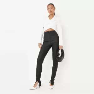 Image of Missguided Petite Coated Split Hem Jeans - Black