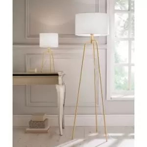 Image of Brushed Metal Tripod Floor Lamp