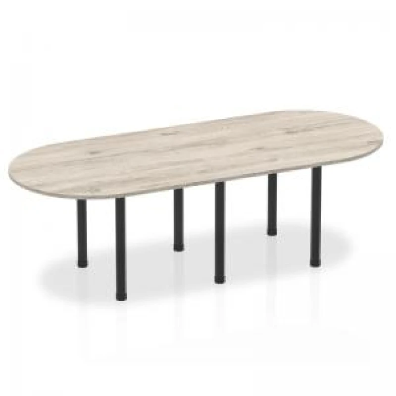 Image of Dynamic Impulse 2400mm Boardroom Table Grey Oak Top Black Post Leg I004183
