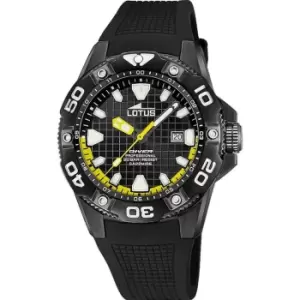 Image of Lotus Mens Lotus Stainless Steel Diver L18928/2 - Black