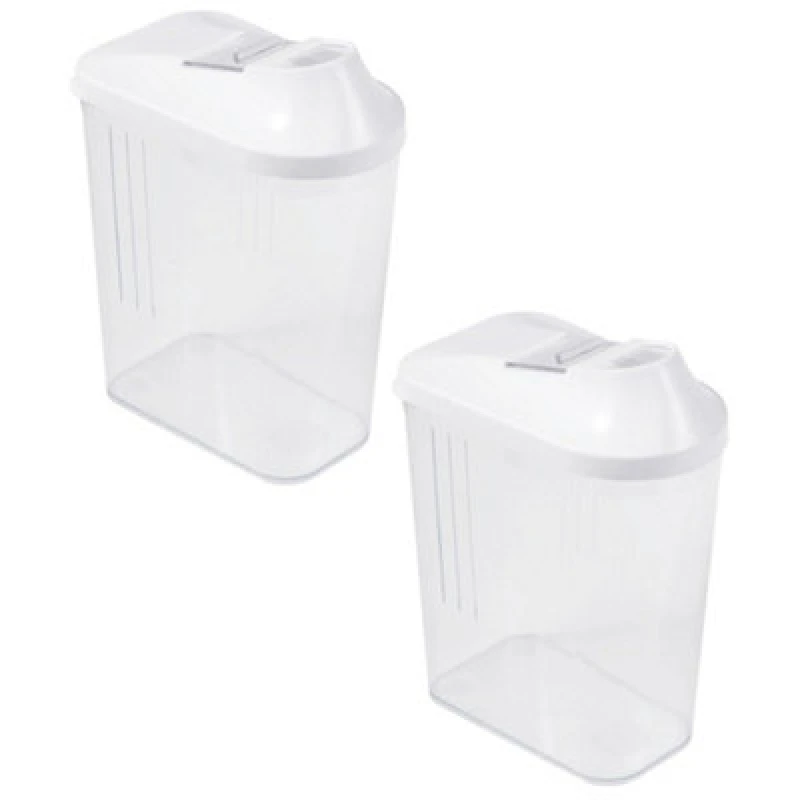 Image of Keeeper Set of 2 Pouring Jar 1 Litre with White Infinitely Adjustable Dispensing Lid Clear unisex