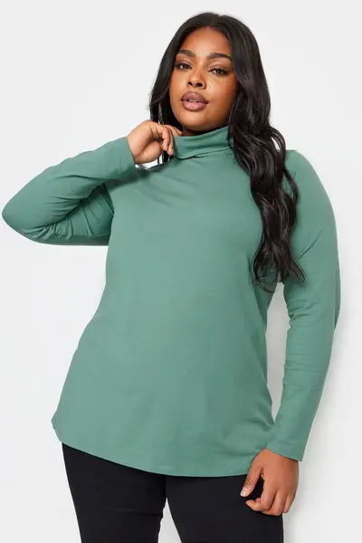 Image of Yours Turtle Neck Top Green