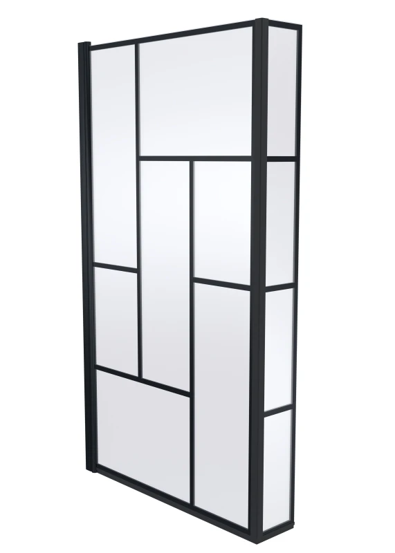 Image of Balterley Black Reversible Square L Shape 6mm Toughened Safety Glass Bath Screen Black unisex
