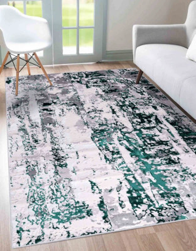 Image of Smart Living Smart Living Modern Emperor Thick Area Rug for Bedroom, Living Room, Hallway Runner in Aqua Size: 200cm x 290cm Aqua 200cm x 290cm Unis