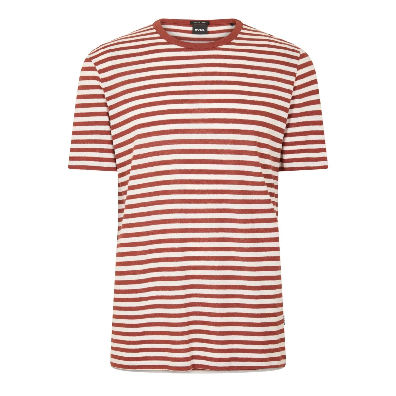 Image of Boss Mens Tiburt Short Sleeve T-Shirt Open Brown male S