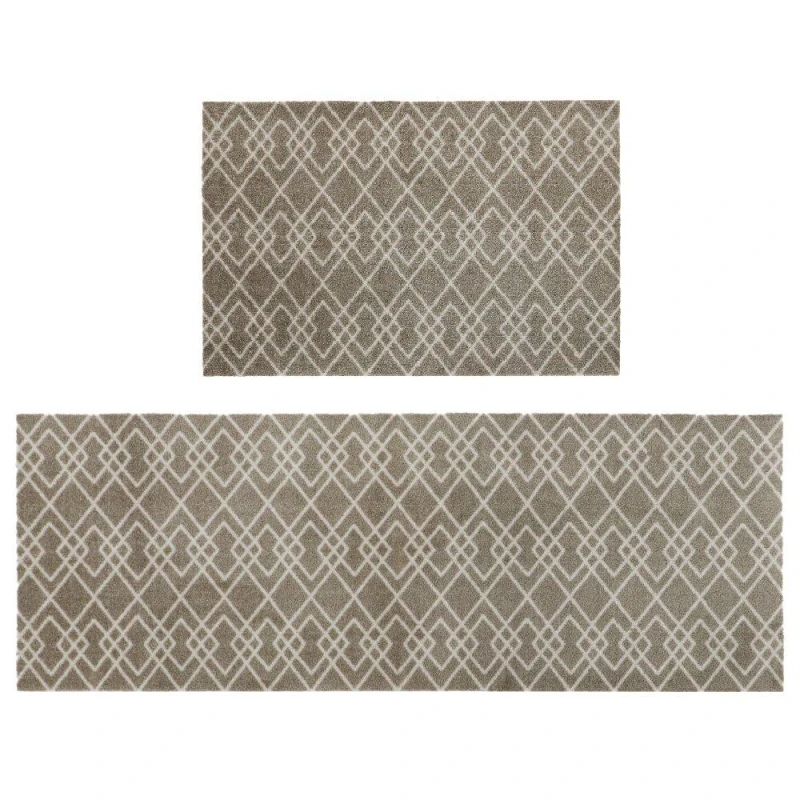 Image of JVL Mega Mat and Runner Set - Diamond Trellis Runners Set Beige 42877904000