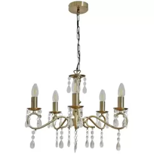 Image of Minisun - 5 Way Jewelled Chandelier Ceiling Light Fitting