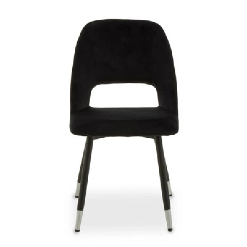 Image of Orsina Black Velvet Dining Chair, Velvet Upholstery Accent Dining Table Chair, Tapered Back Living Room Chair