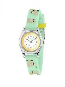 Image of Tikkers Tikkers White Dial Green Sloth Print Strap Kids Watch