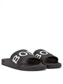 Image of Hugo Boss Bay Slides Black/White Size 8 Men